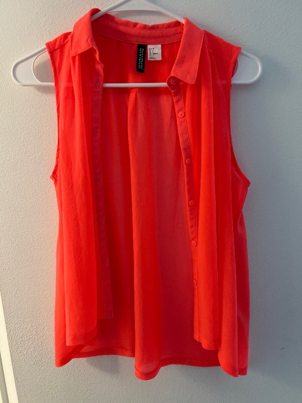Sheer H&M neon pink tank button up